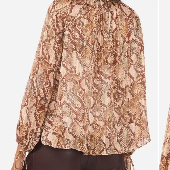 Parker Brown and Tan Snake Print Blouse - Picture 3 of 7